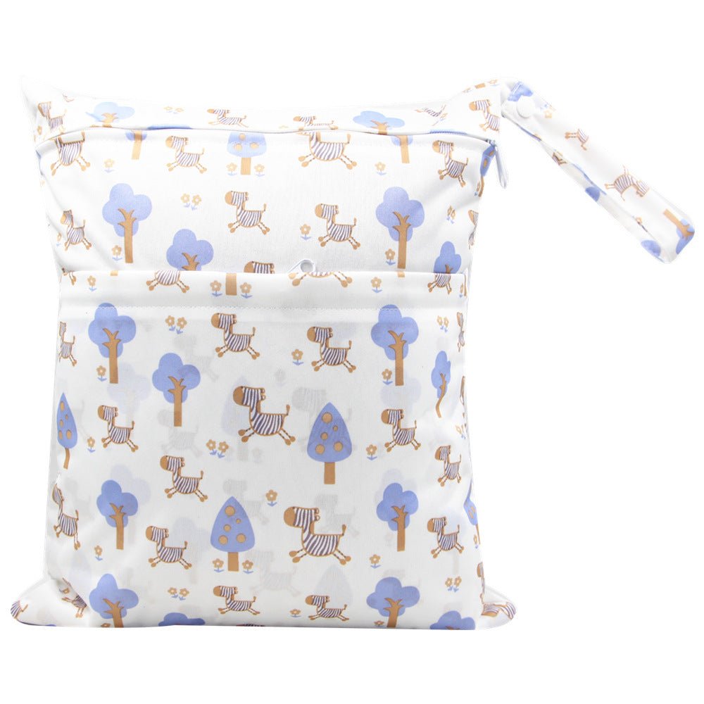 Double Zipper Printing Waterproof Diaper Bag - Bright Cubb