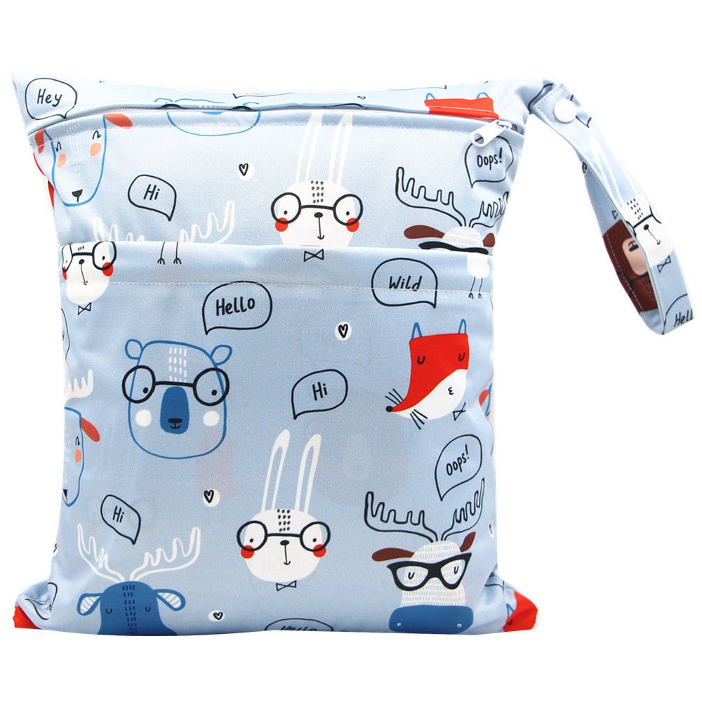 Double Zipper Printing Waterproof Diaper Bag - Bright Cubb