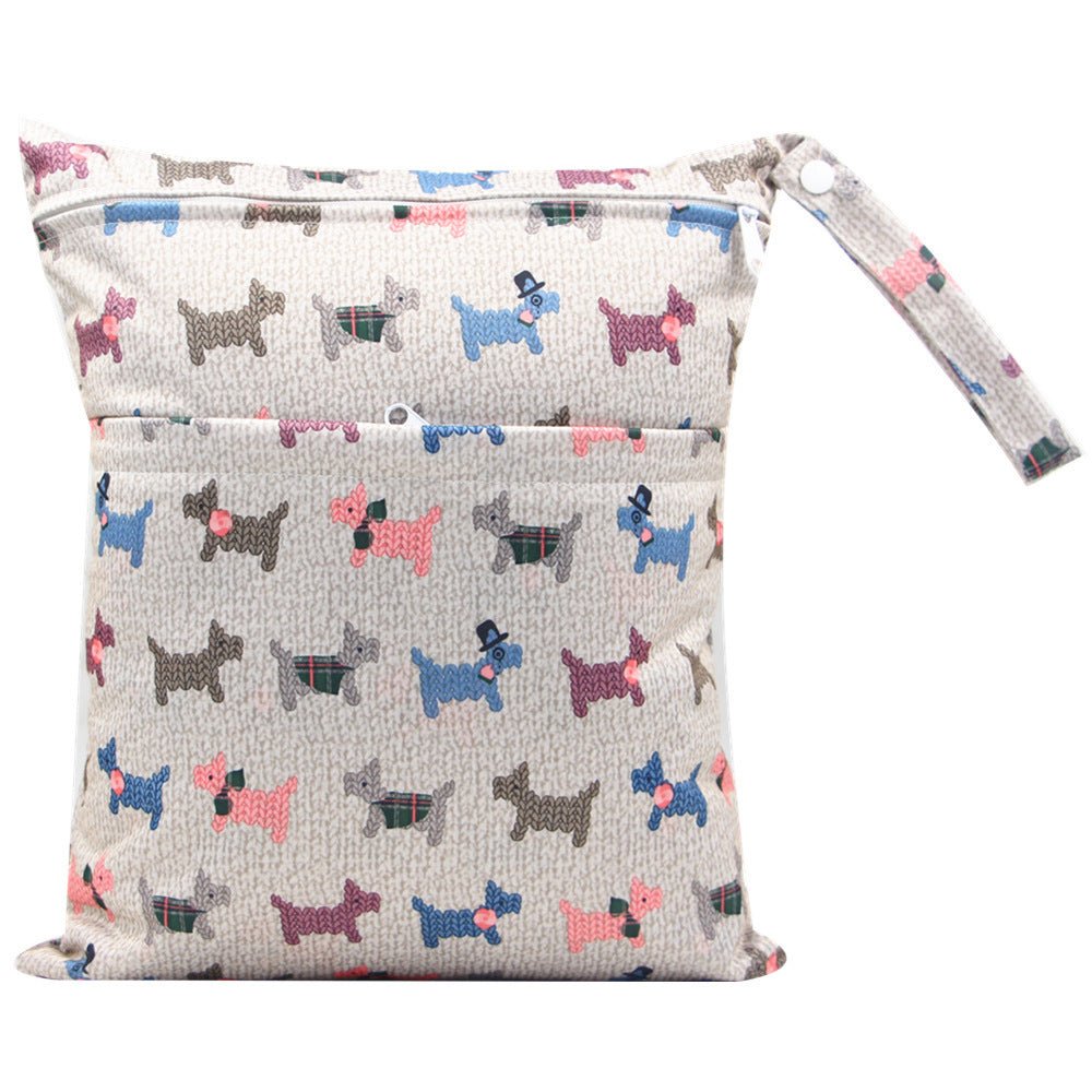 Double Zipper Printing Waterproof Diaper Bag - Bright Cubb