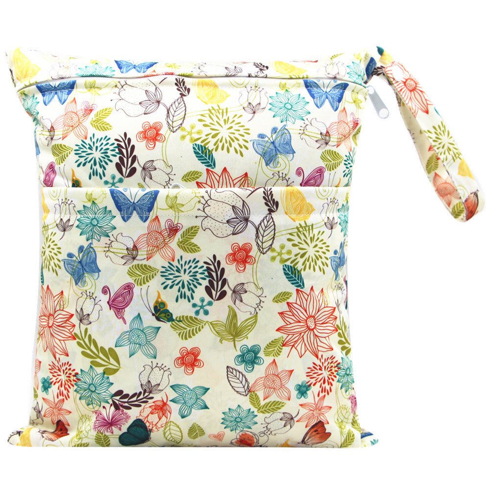 Double Zipper Printing Waterproof Diaper Bag - Bright Cubb