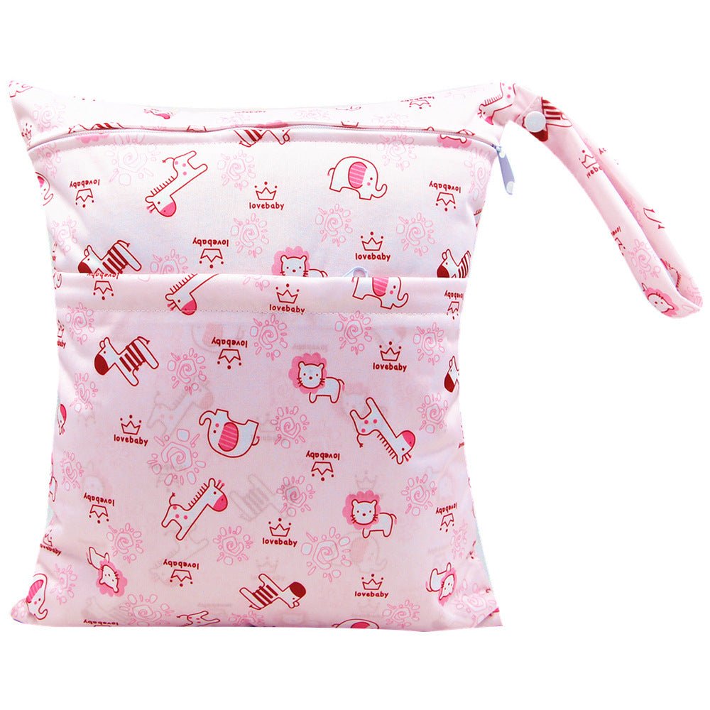 Double Zipper Printing Waterproof Diaper Bag - Bright Cubb