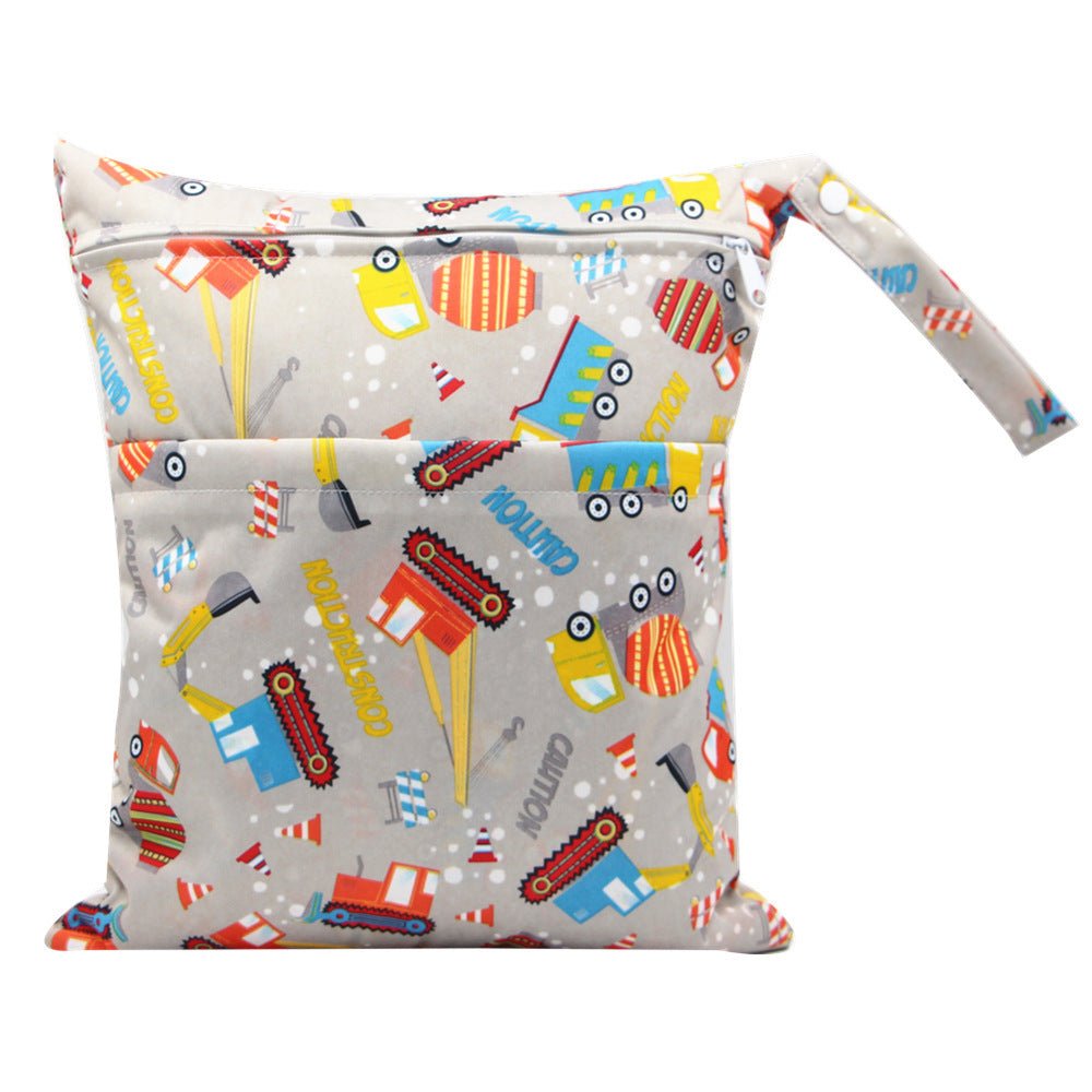 Double Zipper Printing Waterproof Diaper Bag - Bright Cubb