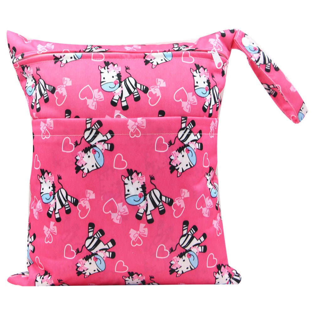 Double Zipper Printing Waterproof Diaper Bag - Bright Cubb