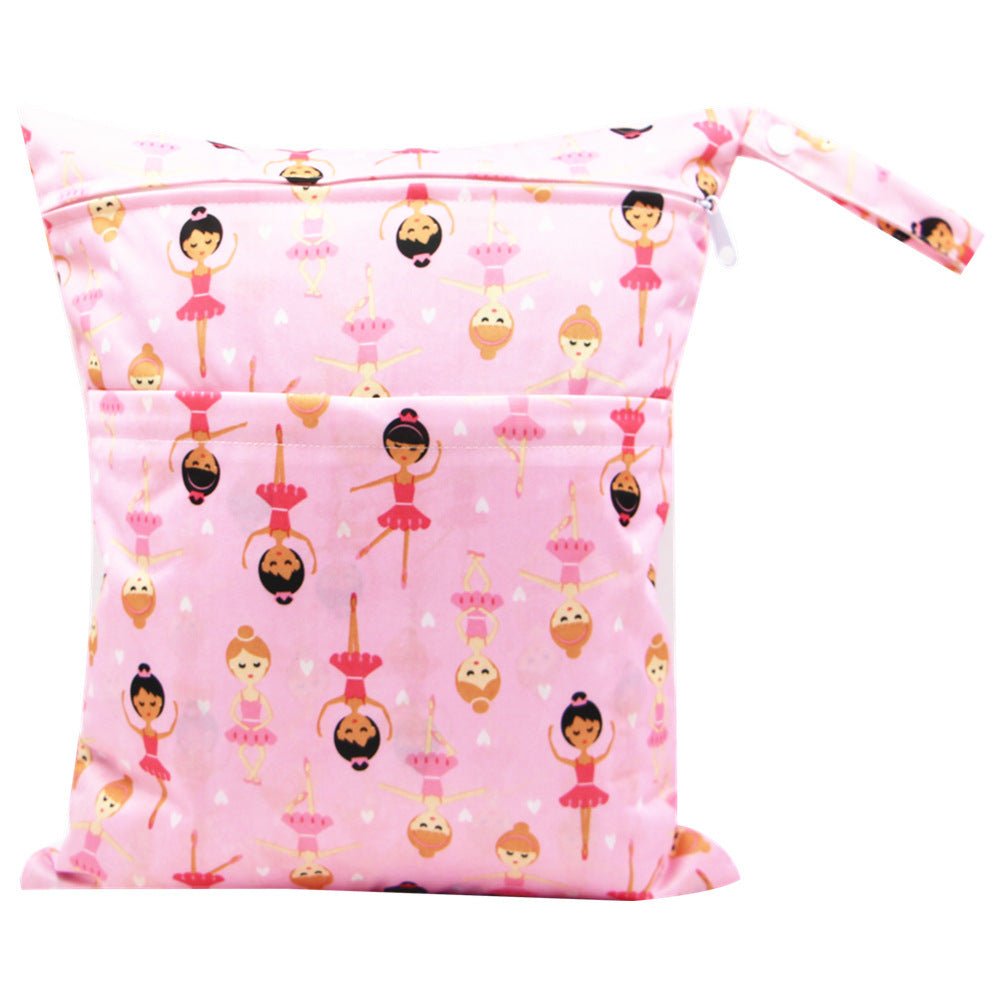 Double Zipper Printing Waterproof Diaper Bag - Bright Cubb