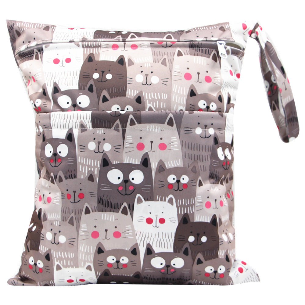 Double Zipper Printing Waterproof Diaper Bag - Bright Cubb