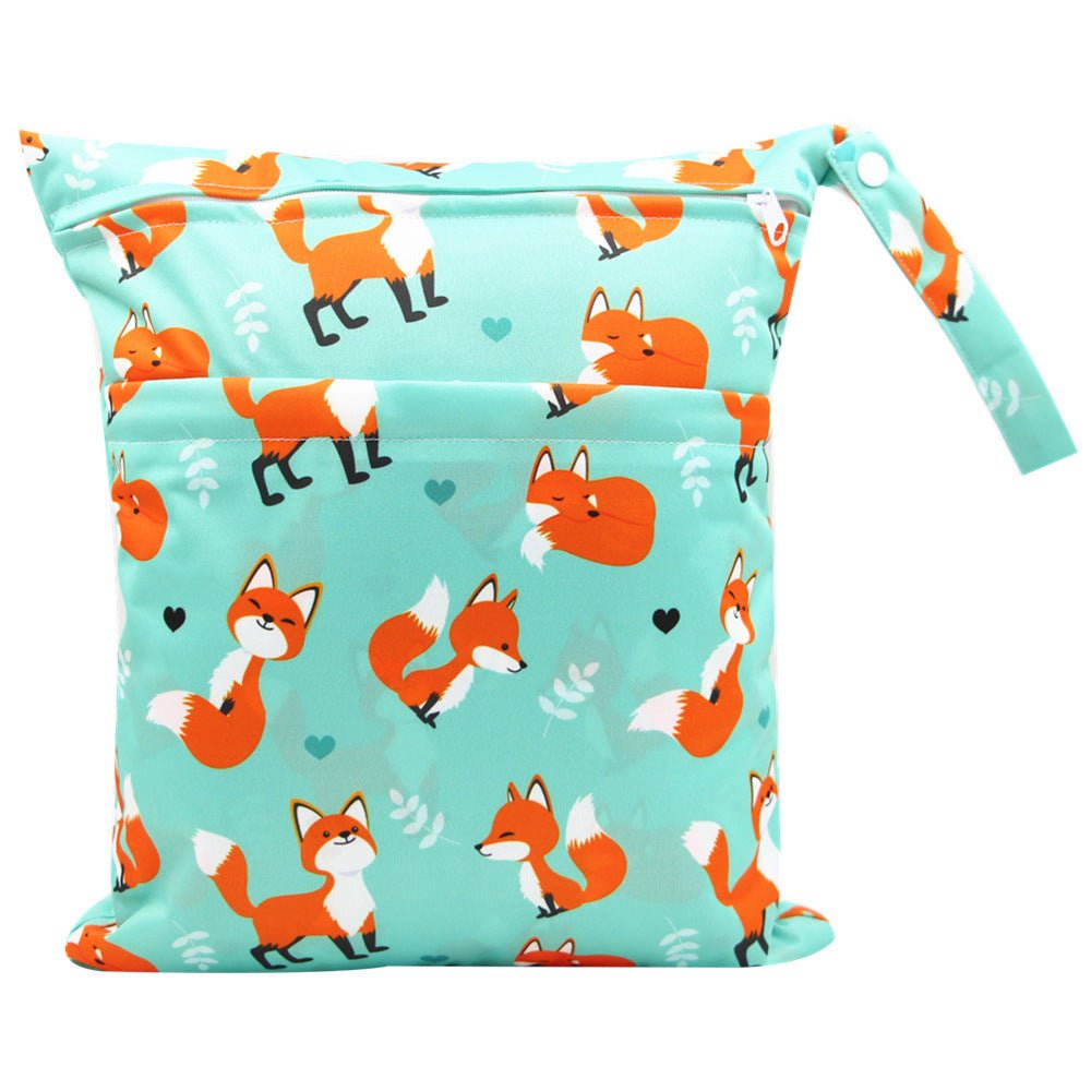 Double Zipper Printing Waterproof Diaper Bag - Bright Cubb