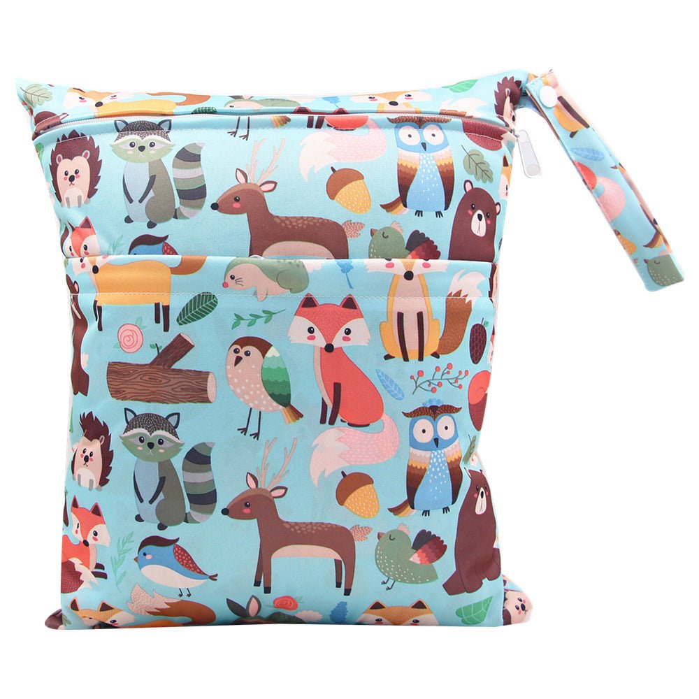 Double Zipper Printing Waterproof Diaper Bag - Bright Cubb