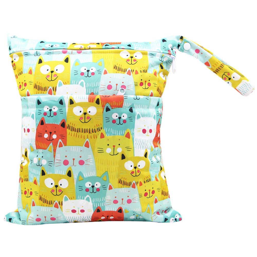 Double Zipper Printing Waterproof Diaper Bag - Bright Cubb