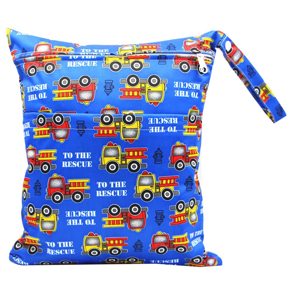 Double Zipper Printing Waterproof Diaper Bag - Bright Cubb