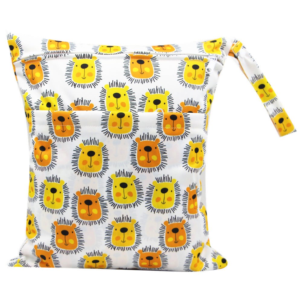 Double Zipper Printing Waterproof Diaper Bag - Bright Cubb