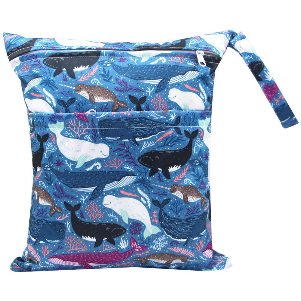 Double Zipper Printing Waterproof Diaper Bag - Bright Cubb