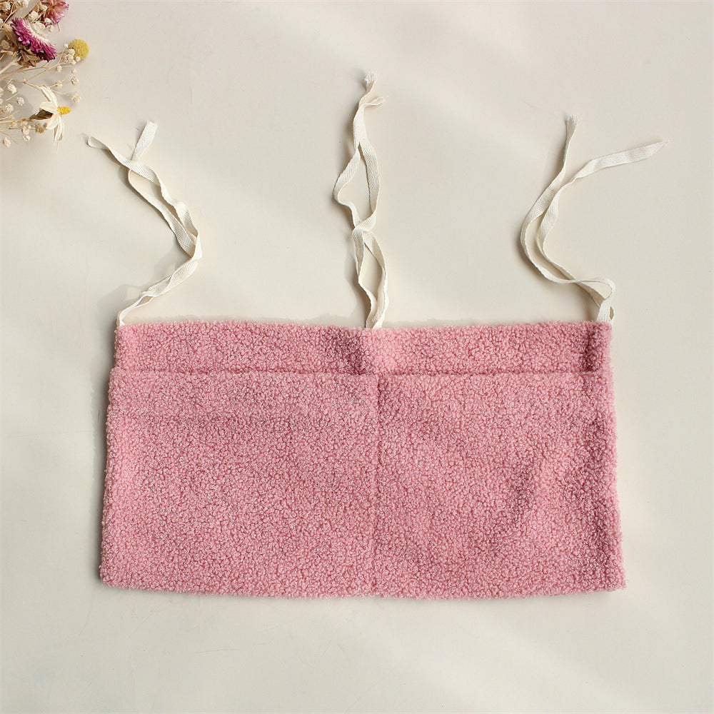 Baby Crib Side Teddy Plush Double Pocket Storage Bag