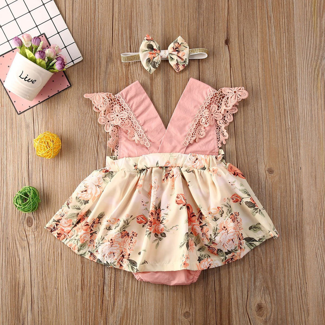 Girl Princess Clothes Baby Romper Girls Floral - Bright Cubb