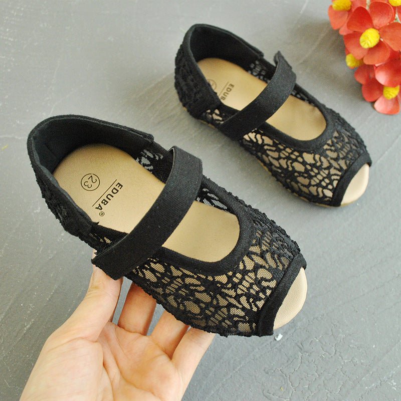 Hollow Lace Flat Girls Net Shoes Korean Version - Bright Cubb