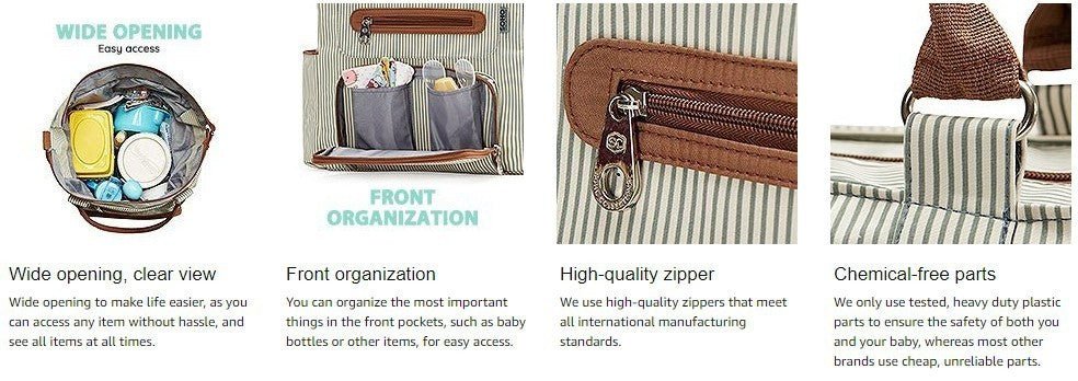 Large capacity diaper bag for baby & mom - Bright Cubb