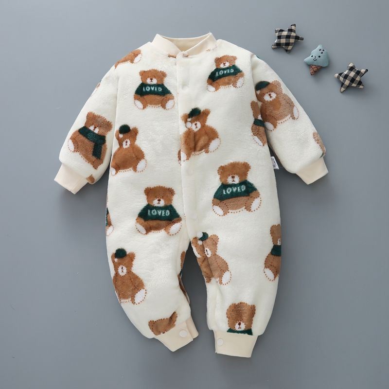 Pure color cute thick warm baby onesies - Bright Cubb