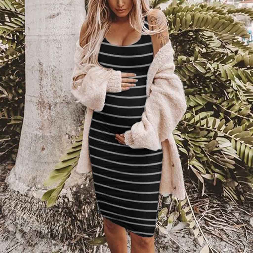 Striped Maternity Vest Dress - Bright Cubb